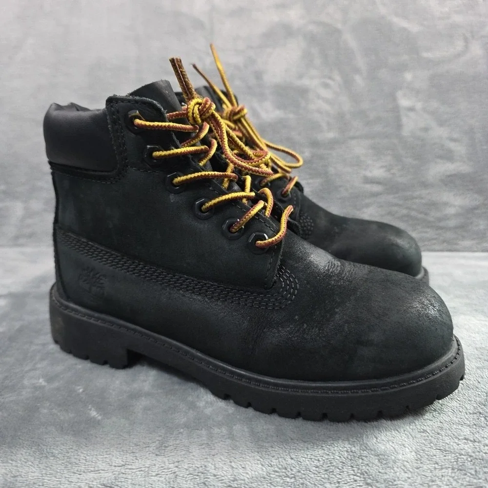 Timberland Premium Black Leather Boot US Size 1 M 12707 Youth‎
